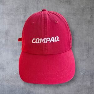 Vintage COMPAQ Storage Works Red Hat Cap 90s Adjustable StrapBack Y2K Casual Dad